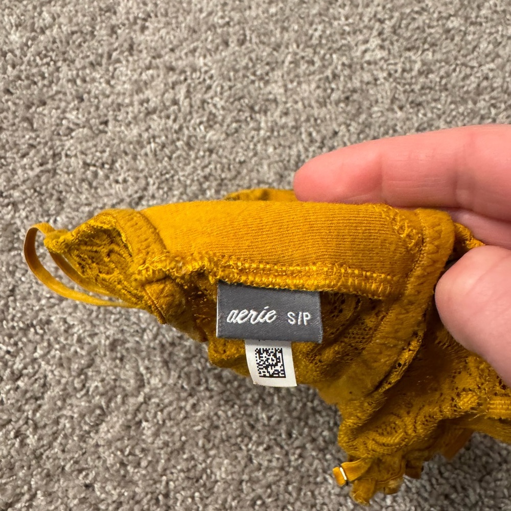 Aerie Mustard Yellow Floral Lace Bralette - Picture 7 of 7